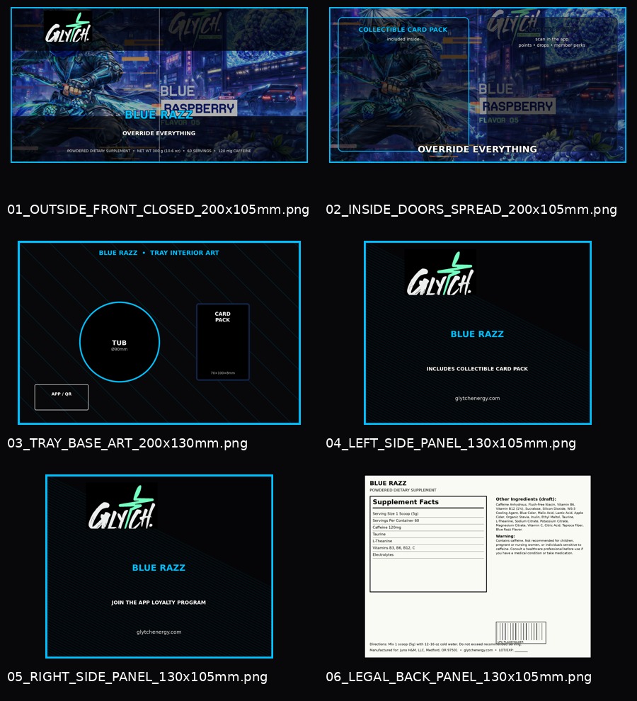 Blue Razz contact sheet